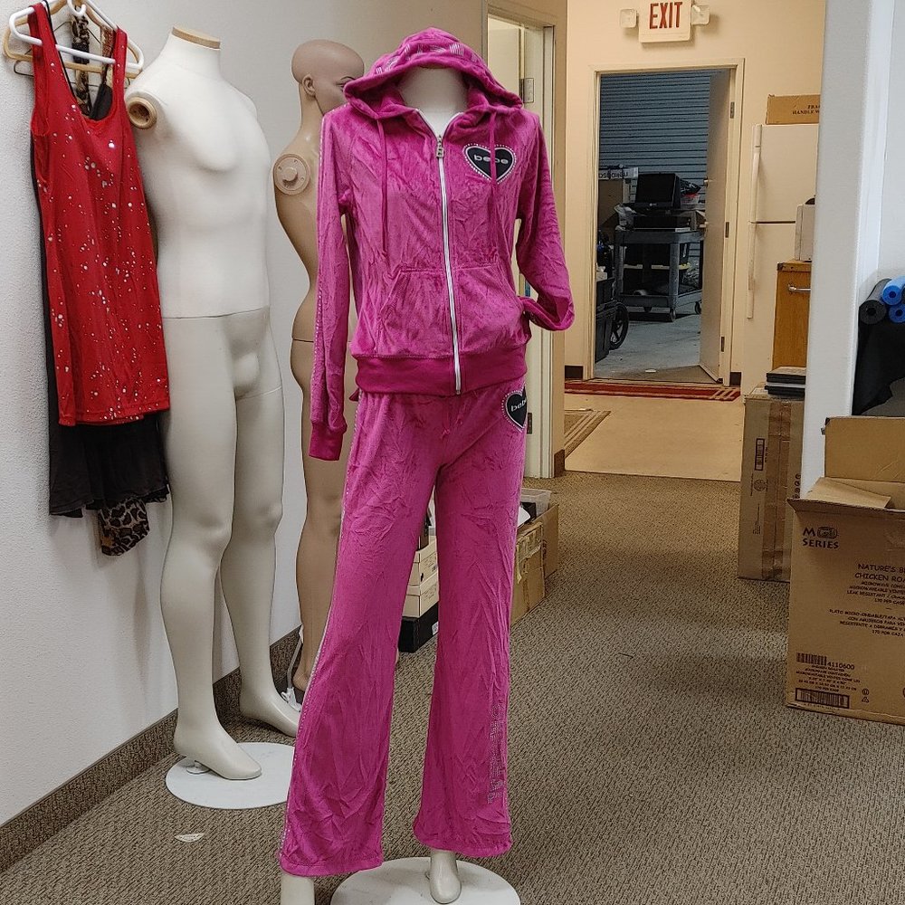 HOT PINK BEBE 2 PC JOGGING SUIT SIZE L NWT